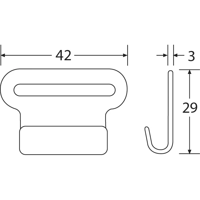 Fh2505 - 25Mm, 500Kg Plastic Coated Flat J-Hook - Diagram