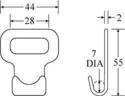 25Mm Flat J-Hook | 1100Kg - Diagram