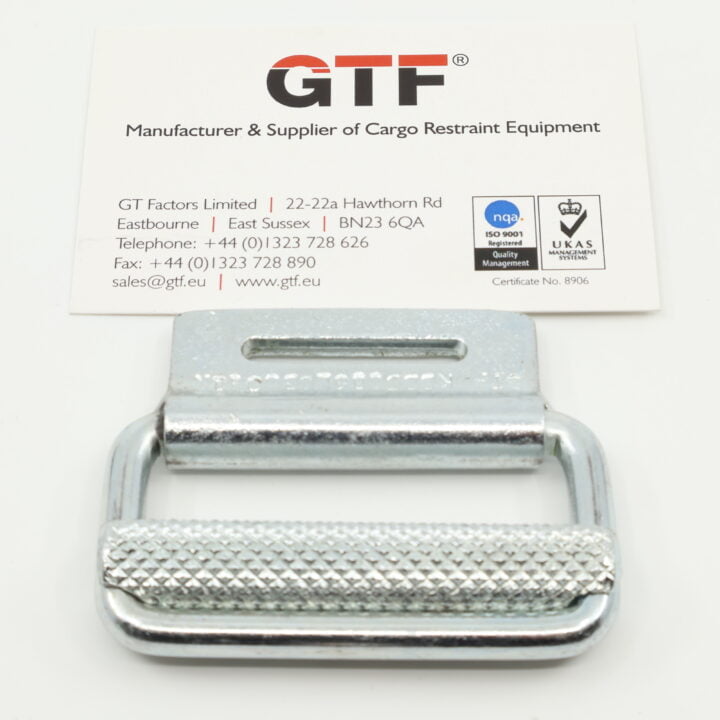 50Mm Knurl Bar Buckle | 600Kg - With Business Card For Scale