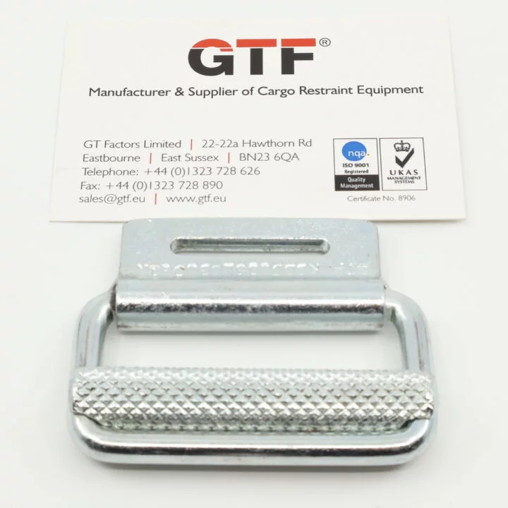 50Mm Knurl Bar Buckle | 600Kg - With Business Card For Scale