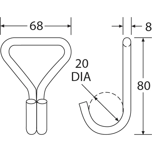 Wh5015 - 50Mm, 1500Kg Wire Claw Hook - Diagram