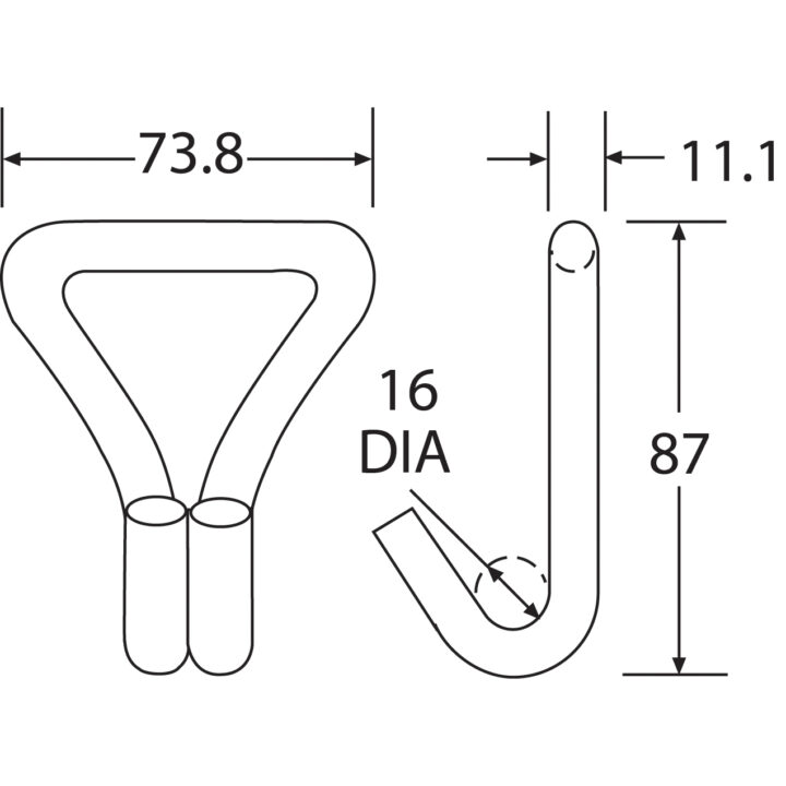 Wh5050 - 50Mm, 5000Kg Wire Claw Hook - Diagram